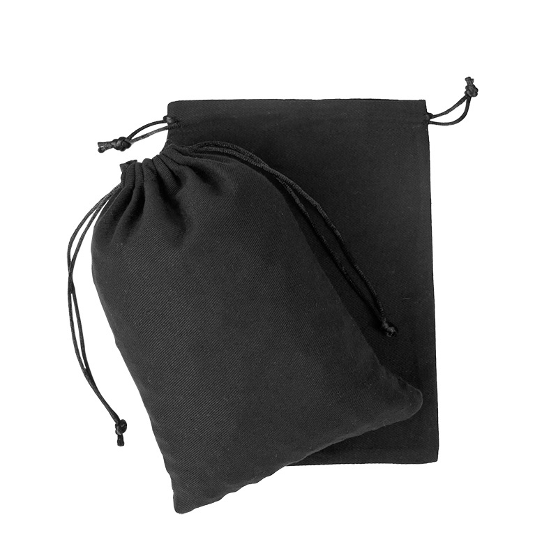 现货直销黑色束口斜纹棉布袋 抽绳礼品防尘收纳棉布袋定制logo