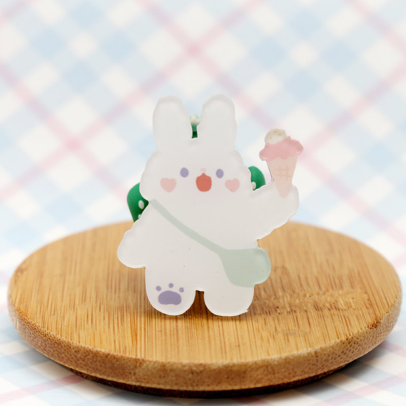 Cartoon Cute Brooch Acrylic Paster Cute Rabbit Badge Bag Packaging Accessories Pendant Plastic Pin Buckle