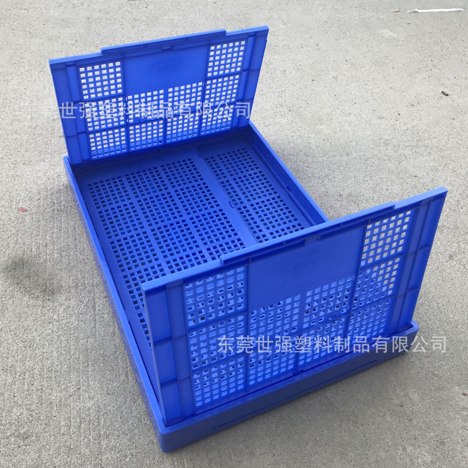 新料加厚网格塑胶折叠周转箩 对折塑料筐 节约空间超市配送筐现货