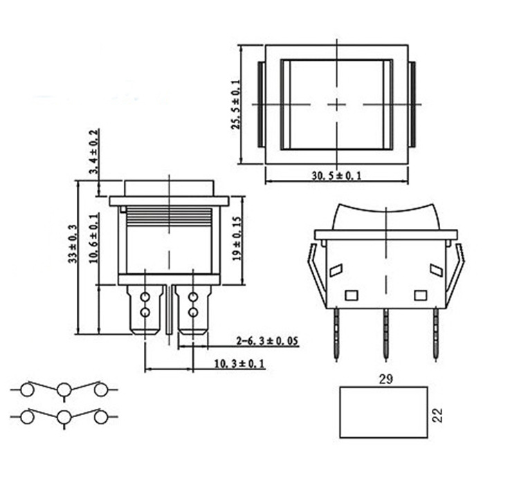 kcd4船型开关6英尺3块电开关岩