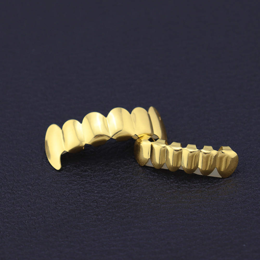 欧美嘻哈牙套teeth grillz真金电镀rapper金牙套hiphop潮饰品跨境
