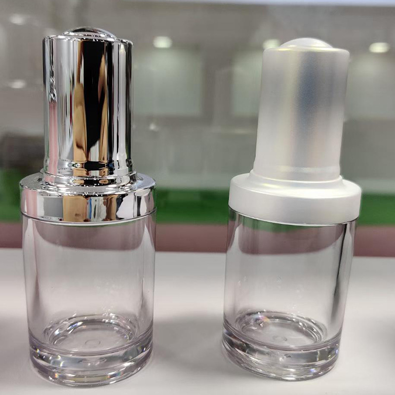 petg厚壁精油瓶30ml 按压式自动旋转上液精华液瓶子厂家定制