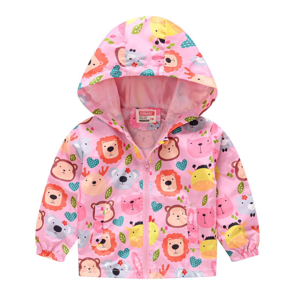 Cartoon Print Hooded Spring and Autumn Coat for Children