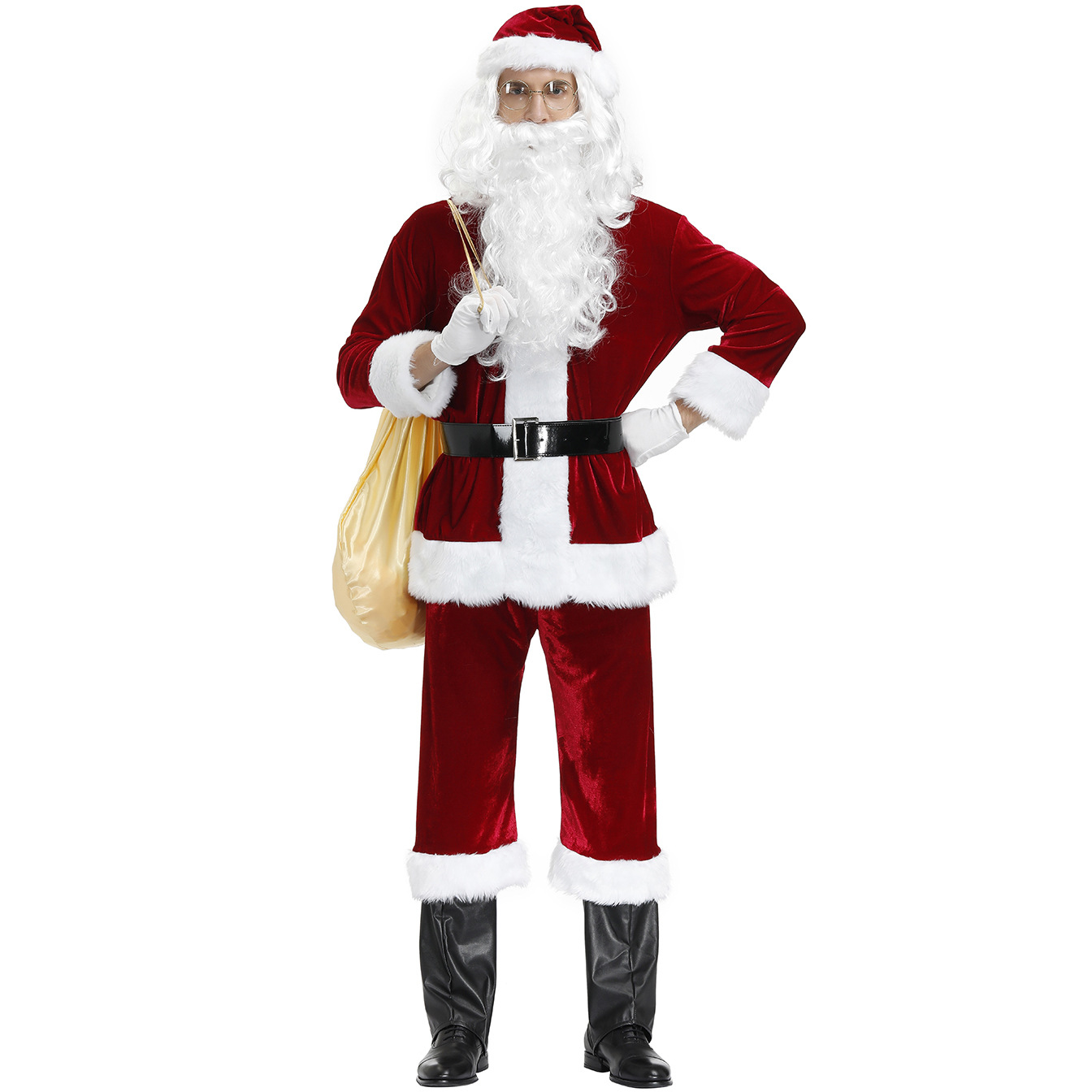 m-4xl男款圣诞老人套装男士圣诞节服装 大码圣诞装新年元旦圣诞服