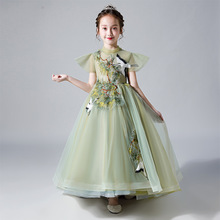 儿童礼服2023春季女童模特走秀拖尾演出服钢琴晚礼服主持人公主裙