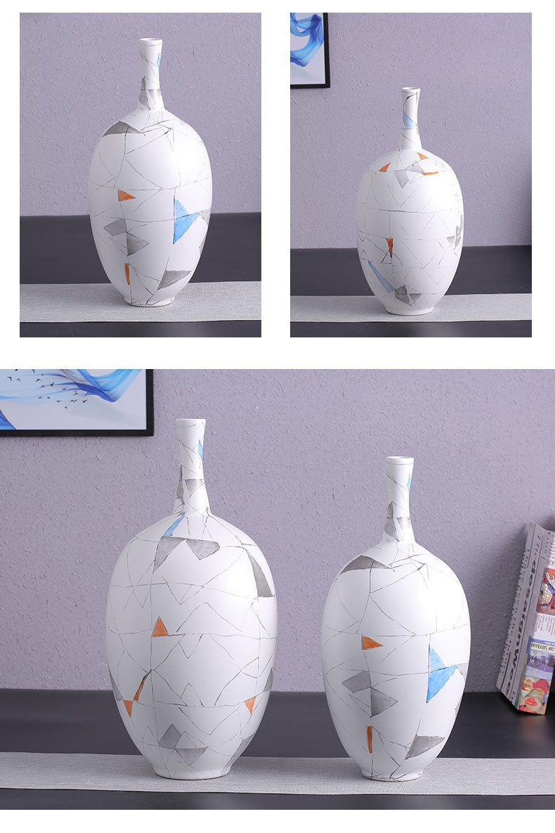 北欧艺术几何花瓶陶瓷创意简约样板房玄关桌面家居装饰摆件