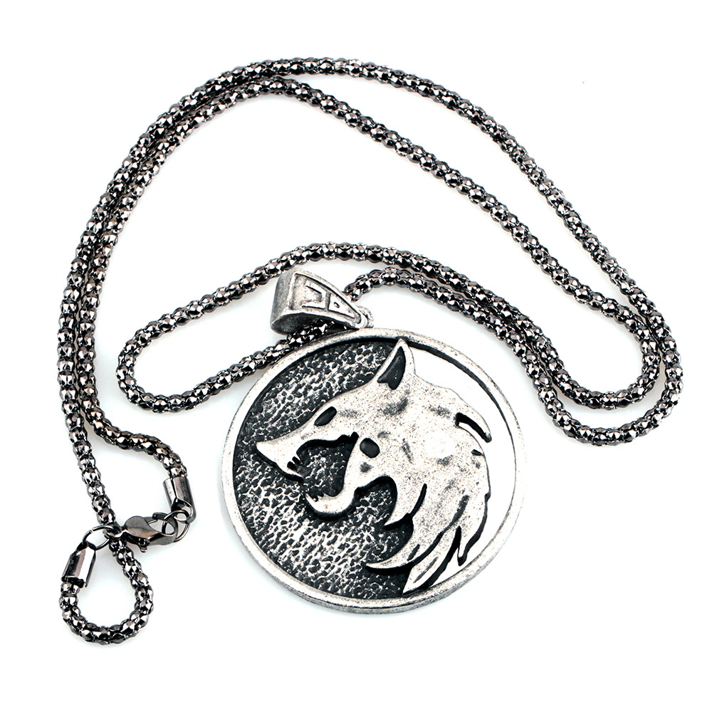 跨境热销狼头项链 猎魔人吊坠witcher巫师3挂件勋章新款欧美饰品