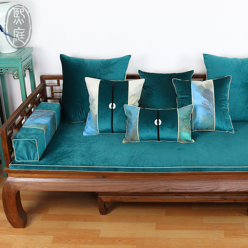 新中式轻奢罗汉床坐垫实木沙发垫定做天鹅绒布艺餐椅垫海绵飘窗垫