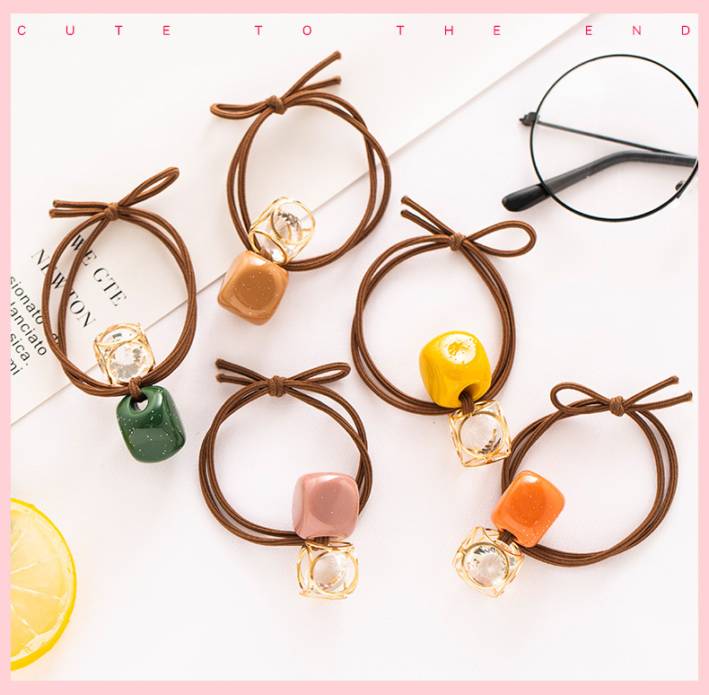 撞色水晶卡通甜美发绳发圈网红ins高弹力基础扎头发少女发圈发饰