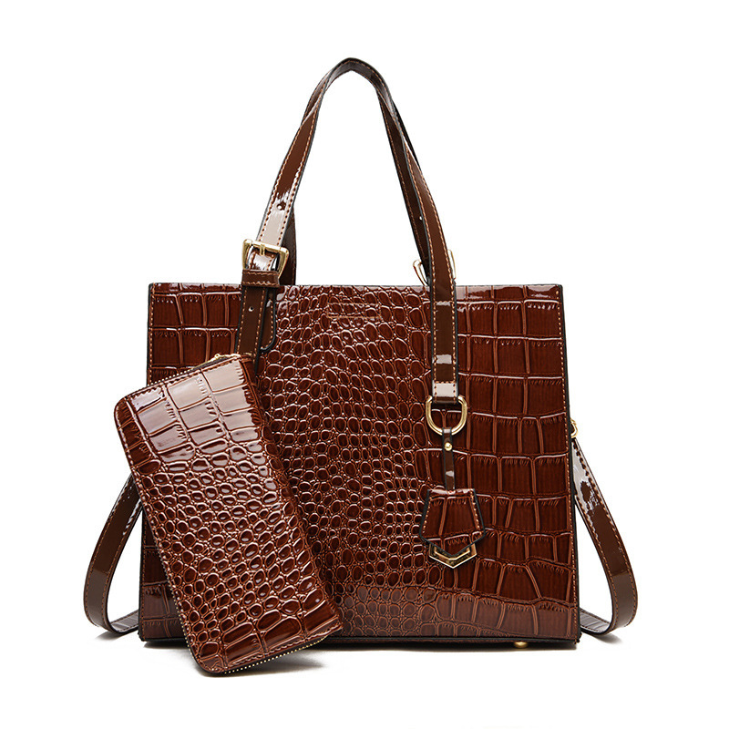Blue Cool 2020 New European and American Fashion Ladies Bags Crocodile Pattern Mother Bag Two-Piece Handbag Shoulder Bag