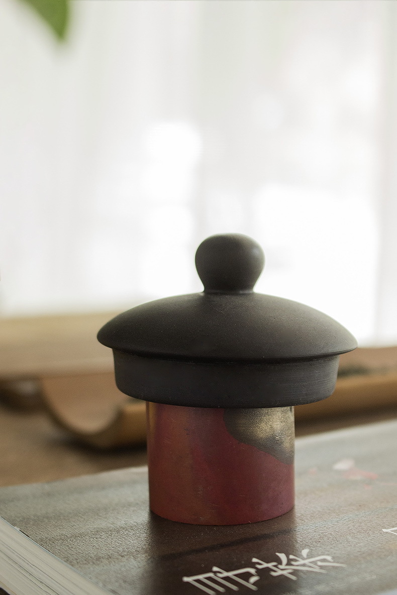 淘瓷八 紫铜鎏银盖置茶具配件 茶杯置放摆件简约家用一件代发