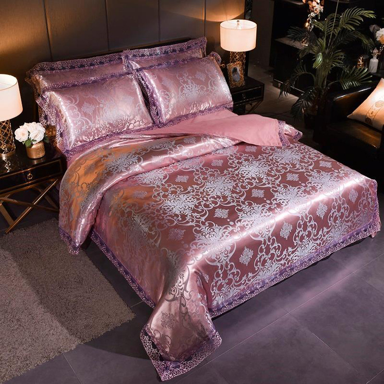 泰丝四件套皇家轻奢高档床上套件提花贡缎真丝丝绸被套枕套批发