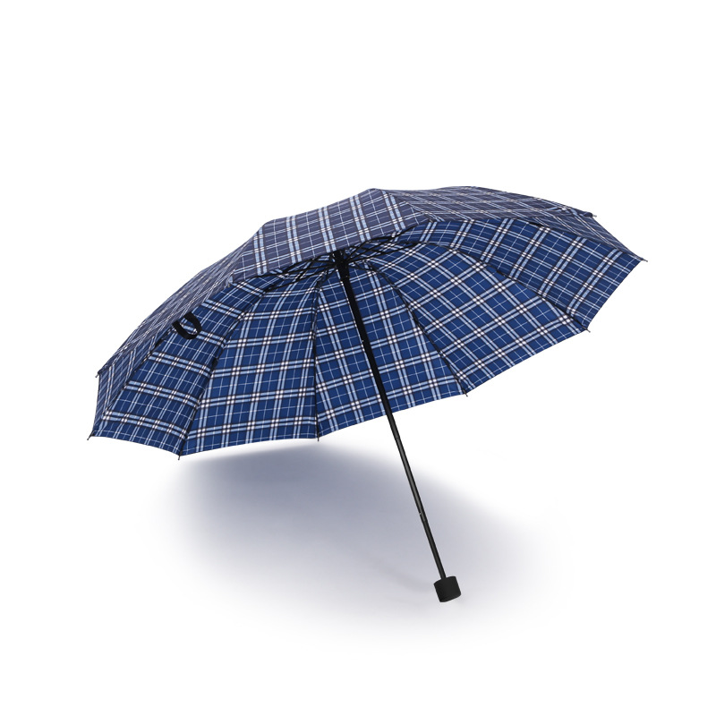 10K Tri-Fold Inverted Rod Plaid Umbrella Creative Fashion Business Umbrella Sun Umbrella Sunshade Factory Wholesale