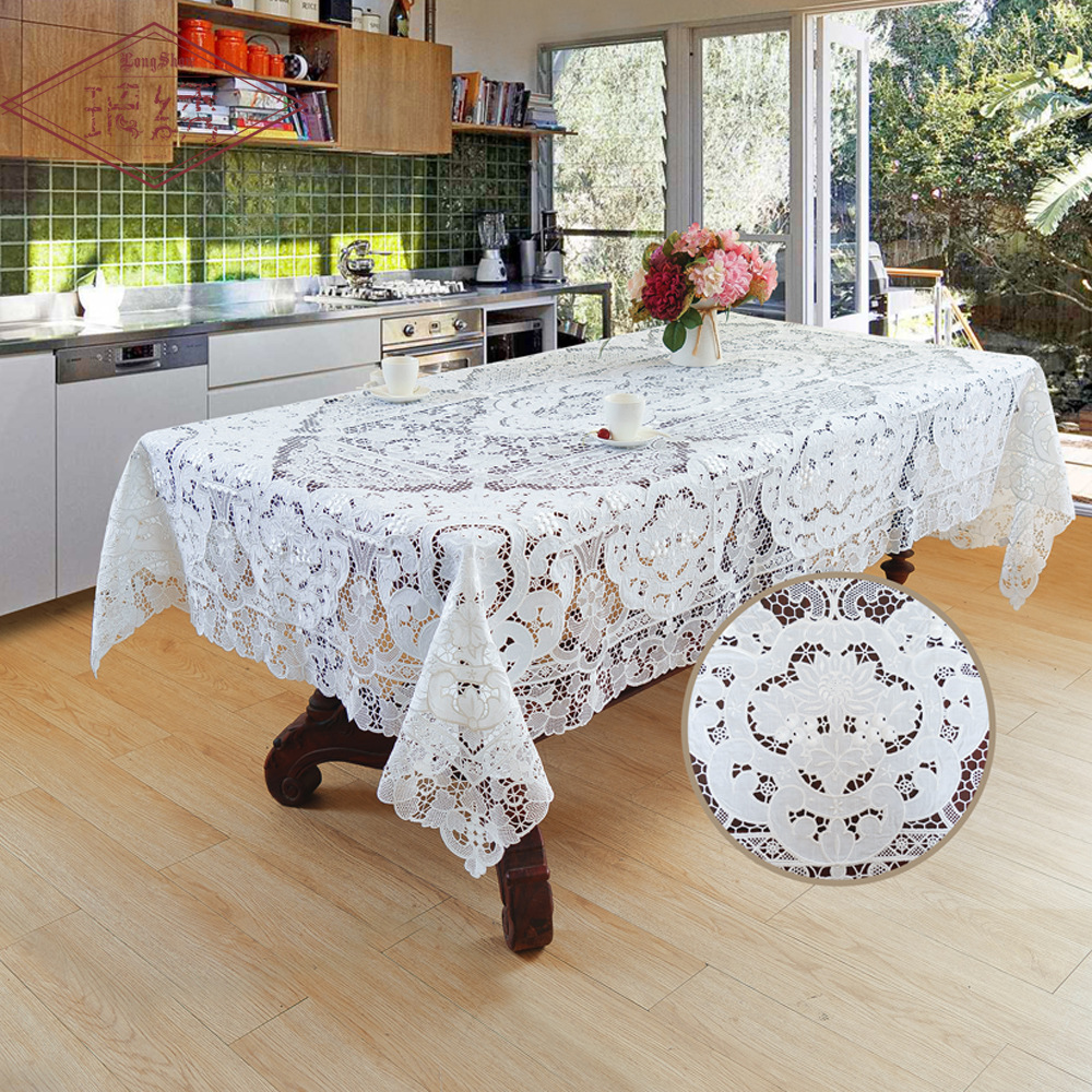 0成交0条相似同款5琅绣日式亚麻面料圆形桌布布艺 双色家用蕾丝刺绣