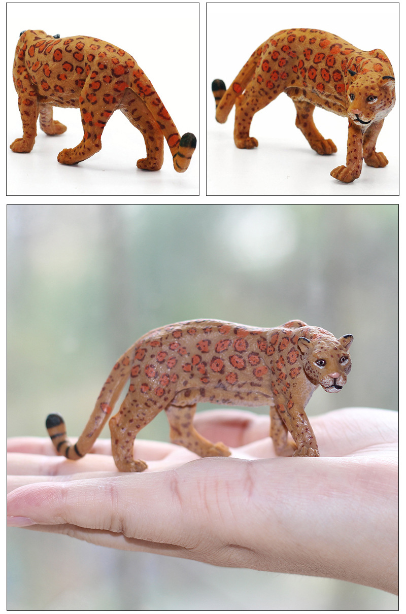 批发仿真野生动物模型花豹手办实心塑胶猎豹公仔摆件儿童早教玩具