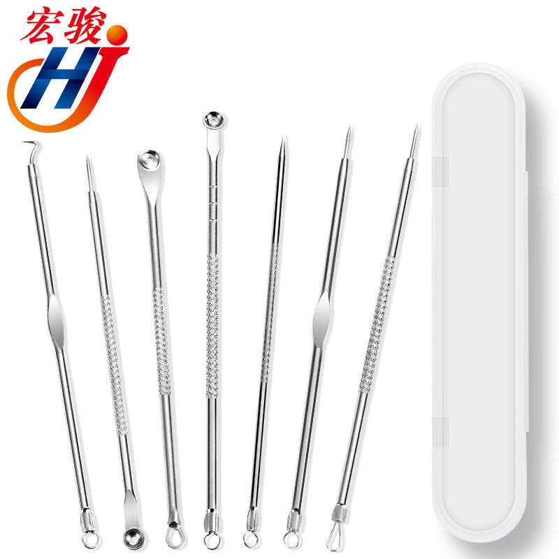 Stainless Steel Acne Needle 7-Piece Set Acne Removing Blackhead Angle Bolt Acne Pop Pimples Beauty Care Acne Needle Set