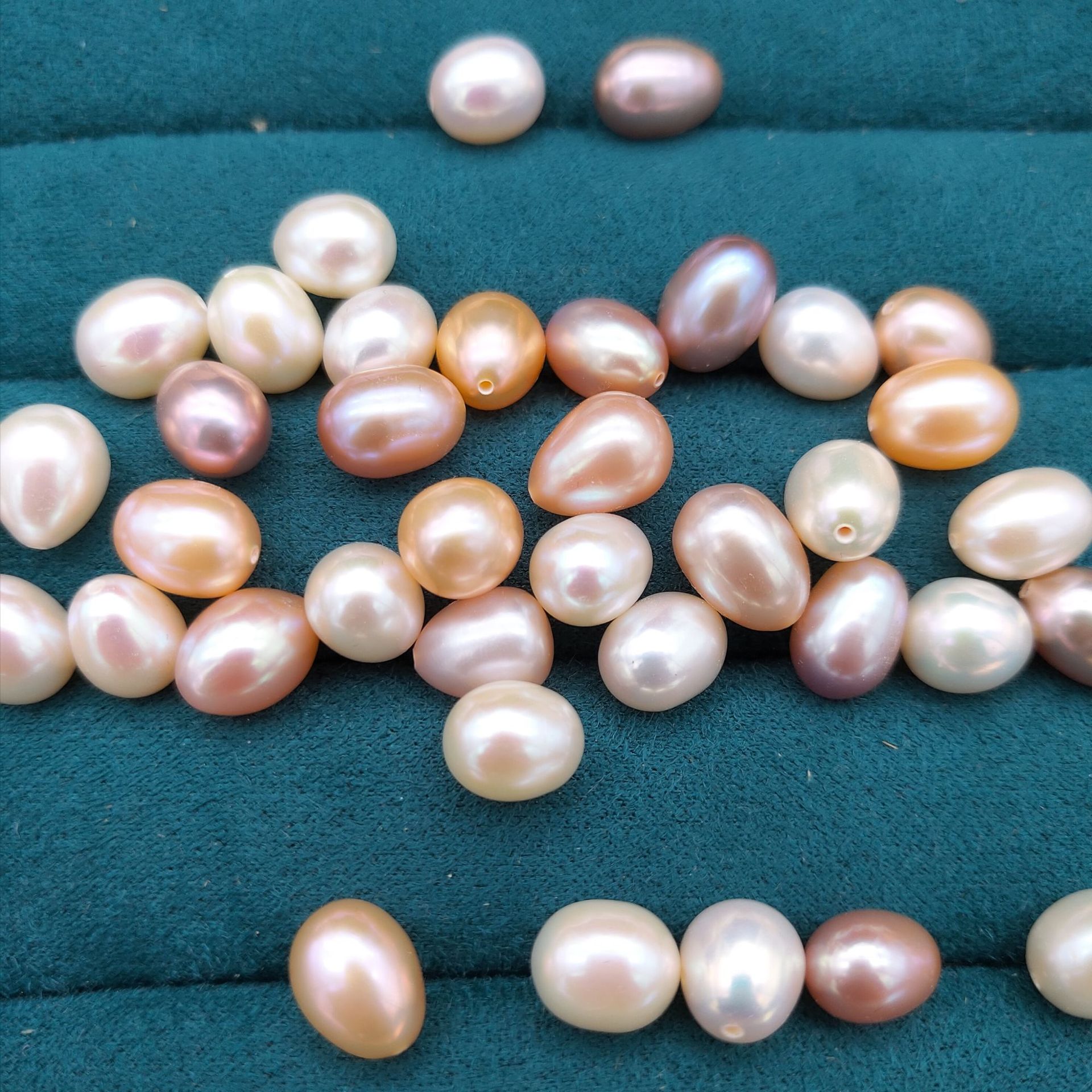 淡水珍珠米形半孔水滴形米形天然珍珠颗粒裸珠 diy散珠批发