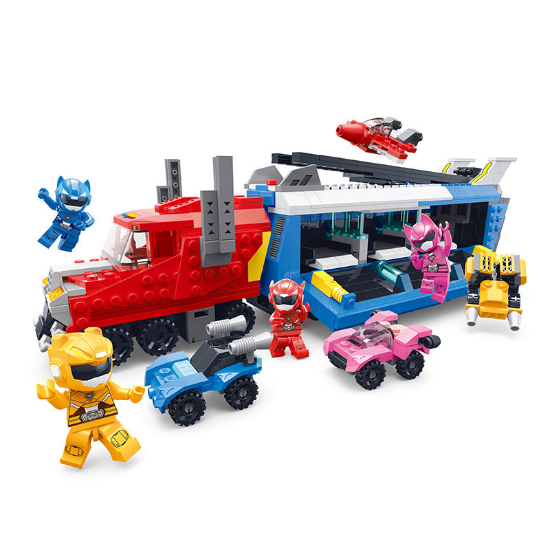 星钻积木 迷你特工队x重卡弗特露西麦克斯塞米机甲套装变形机器人