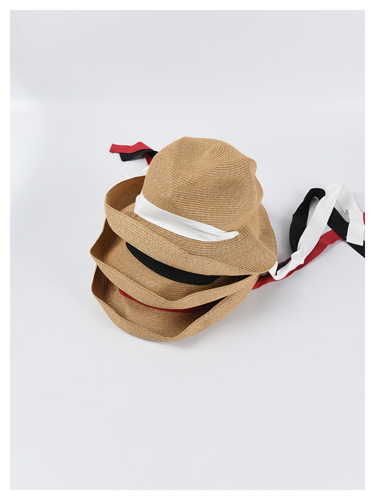 孙俪同款日本细纸草帽 boxed hat礼盒装夏季可折叠uv防晒太阳帽