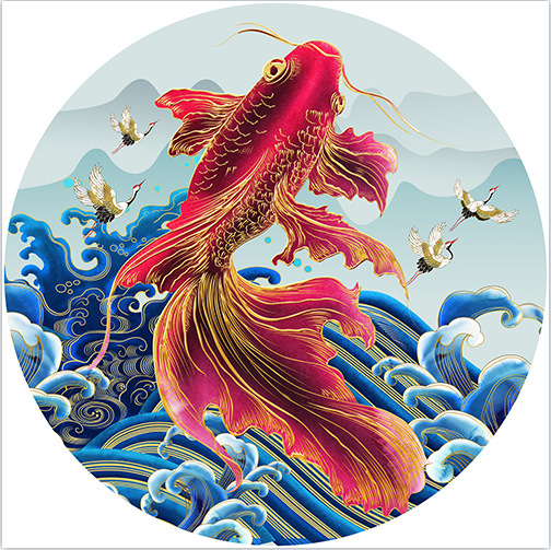 新款5d钻石画满钻客厅转运锦鲤鱼跃龙门点贴珠绣十字绣