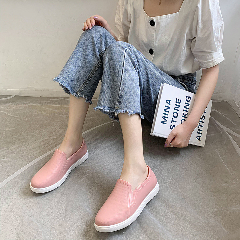 Rain Boots Women's Non-Slip Short Loafers Women's Fashion Adult Rubber Shoes Rainy Day Waterproof and Hard-Wearing Kitchen Rain Shoes