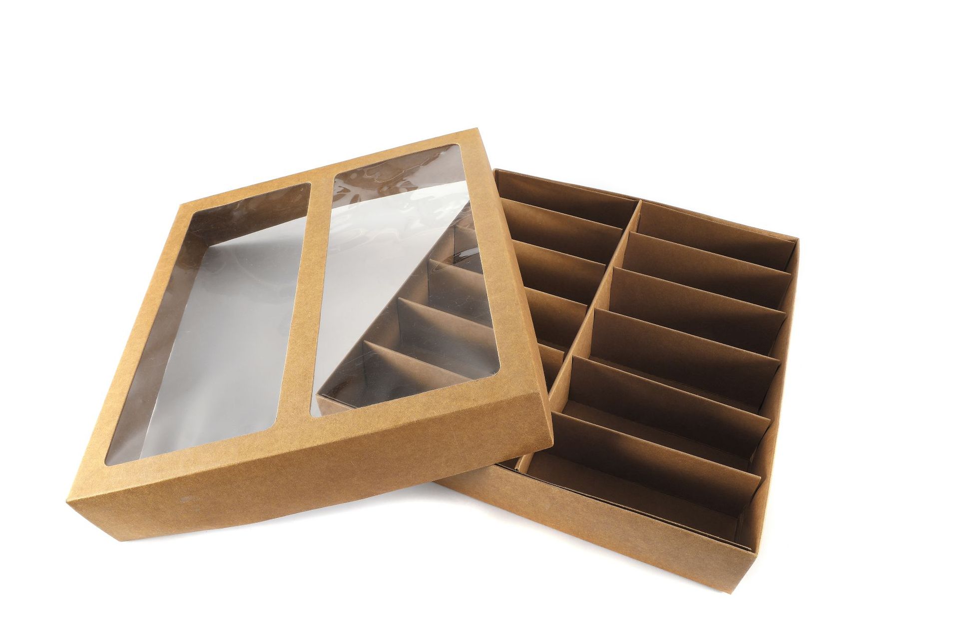 厂家定制牛皮纸眼镜展示纸盒 天地盖开窗展示包装折叠盒 6个高