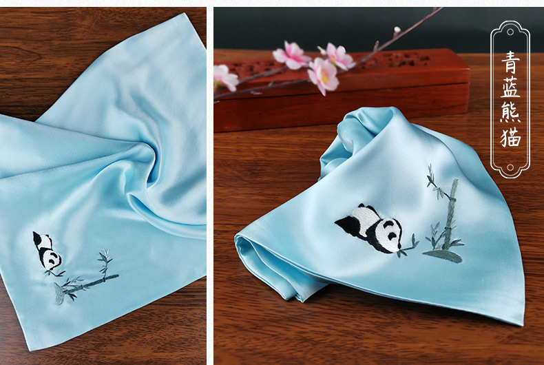 成都旅游中国风蜀绣手工刺绣真丝女士手绢复古风绣花手帕方巾送礼