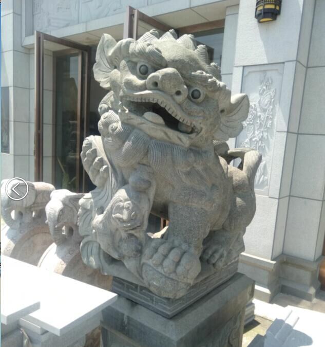 石狮子长沙看门镇宅青石狮石雕摆件门口招财大理石石材家用石狮子