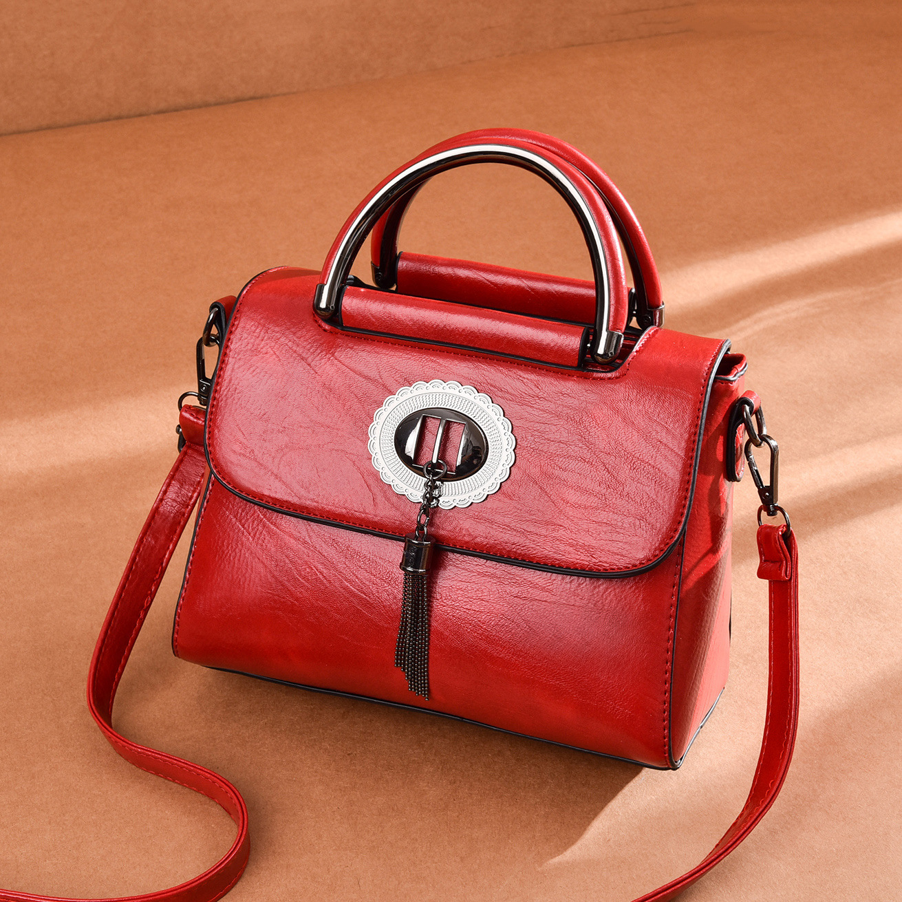 2021新款时尚女包 红色结婚手提包bag复古潮流单肩斜挎包一件代发