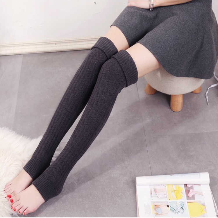 女士春秋针织舞蹈护腿套毛线麻花显瘦堆堆袜套地摊热销过膝袜套