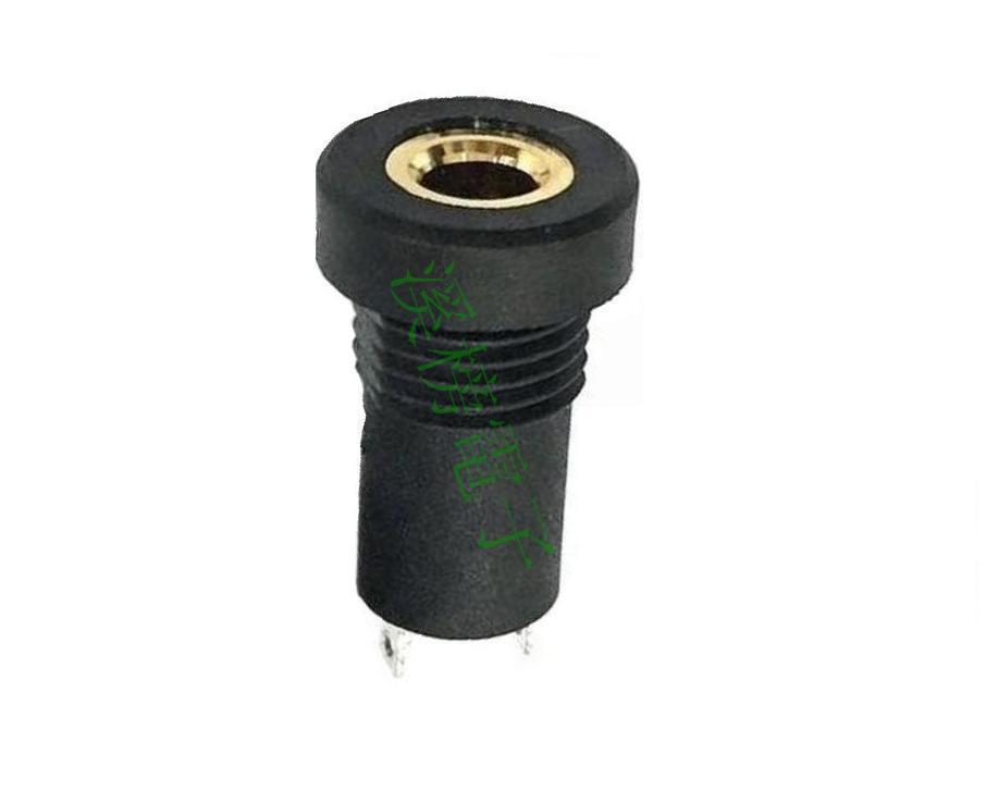 5音频插座4脚圆形 3.5耳机插座镀金带螺母 圆形耳机母座立式