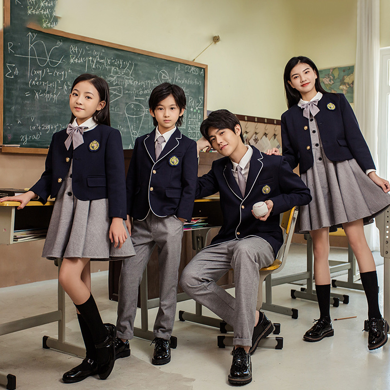 幼儿园绅士园服小学生洋气班服儿童英伦西装秋冬校服帅气三件套裙