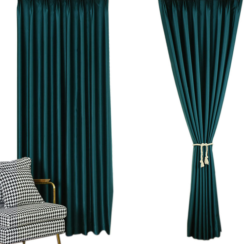 北欧现代简约贡锦贵妃缎贡缎遮光窗帘配纱 阳台客厅卧室成品窗帘