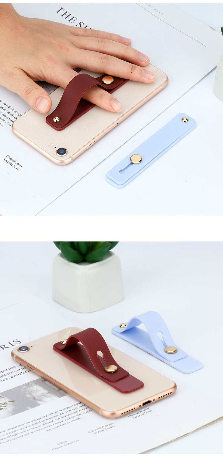 手机支架粘贴式简约隐形指环扣推拉式懒人多功能腕带支架防滑背贴