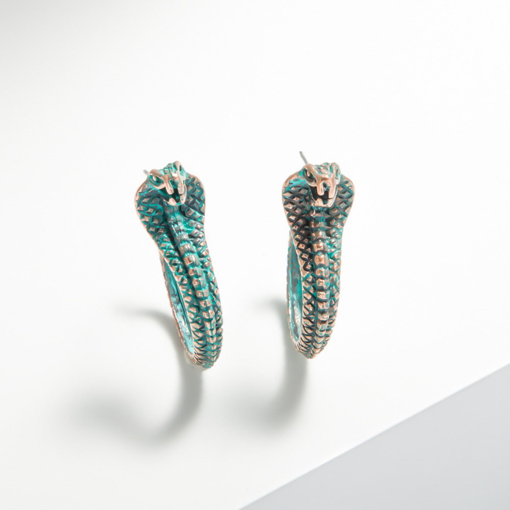 跨境欧美范新款彩色蛇形耳钉个性创意时尚复古简约厂家青岛