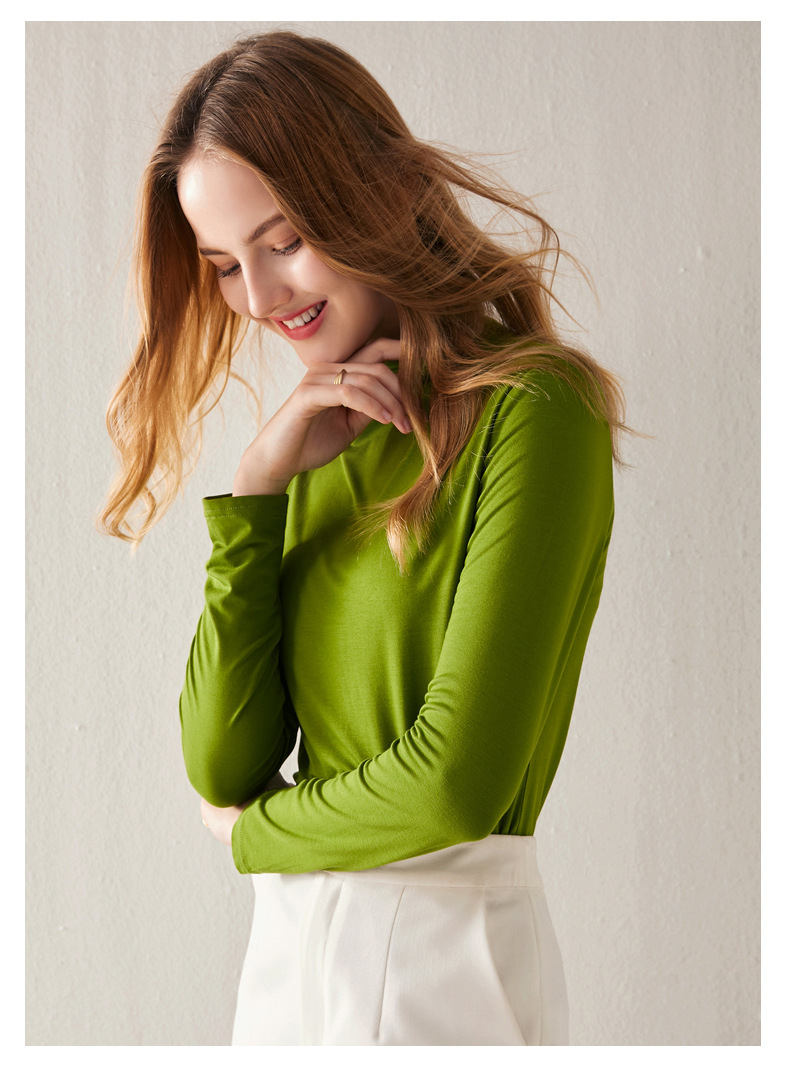 莫代尔打底衫女内搭2020新款春秋冬季t恤半高领薄款修身长袖百搭