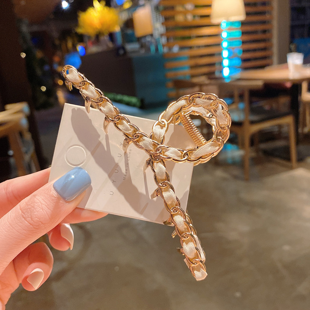 ins小香风金属鲨鱼夹韩版盘发大号发抓气质简约发夹网红抓夹发饰