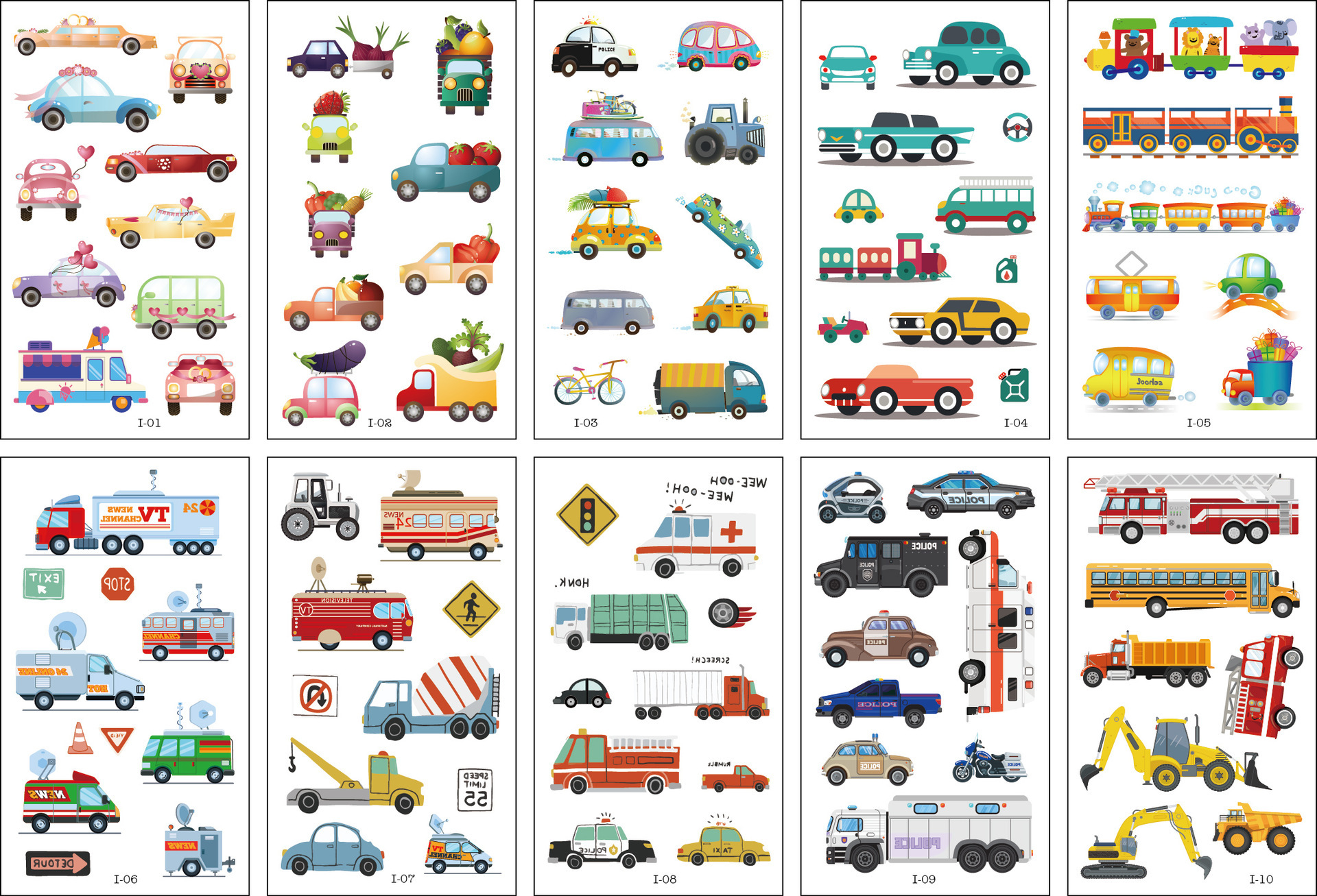 现货批发儿童汽车纹身贴卡通交通工具认知玩具纹身贴纸新款定制