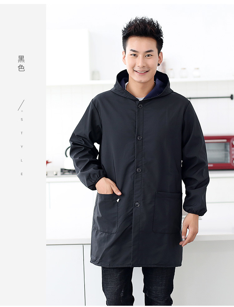 加绒罩衣大人男士工作服加厚厨房家务时尚围裙长袖外穿冬