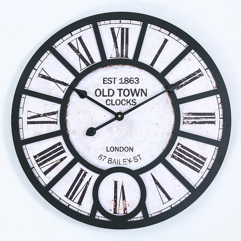 欧式复古客厅挂钟 罗马表盘仿古怀旧时钟时尚金属创意挂表钟表