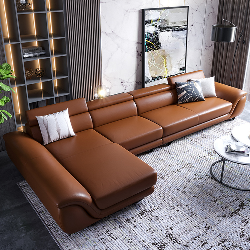 真皮沙发头层牛皮现代简约北欧小户型三人位客厅整装转角皮质沙发