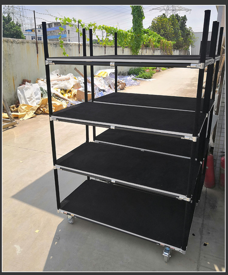 厂家直供车间流水工作台置物架黑色防静电精益管周转车移动手推车