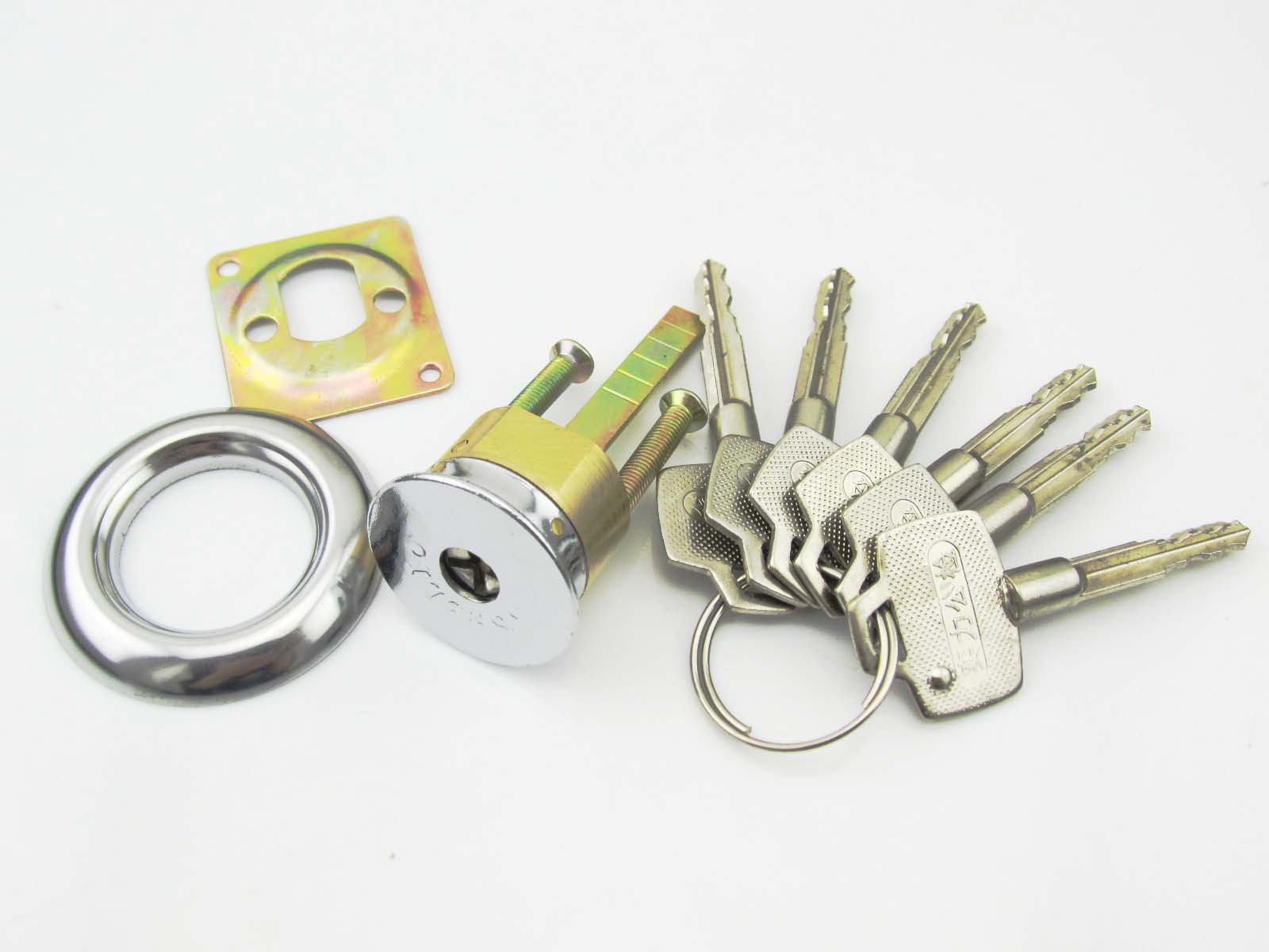 老式美心防盗门锁芯外装门锁铁门木门十字钥匙带尾机械锁实力锁头