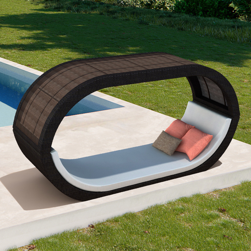 户外沙发躺床藤椅庭院露天藤制家具休闲露台藤条北欧藤艺藤编沙发