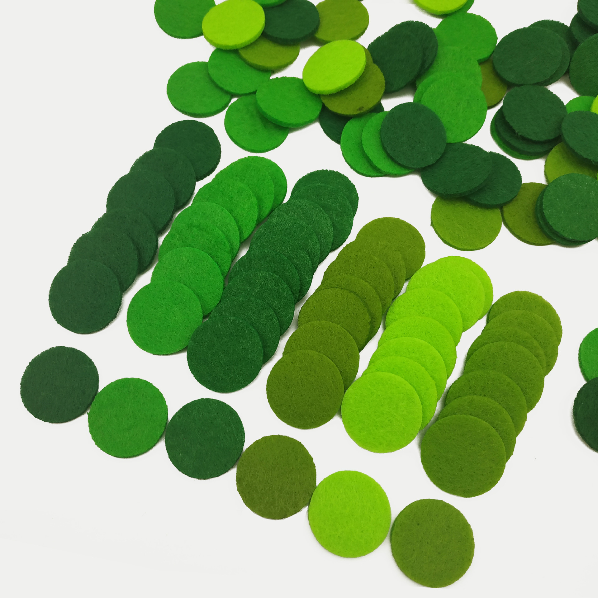 2mm绿色系不织布圆片无纺布毛毡垫片手工diy头饰胸针配件饰品批发