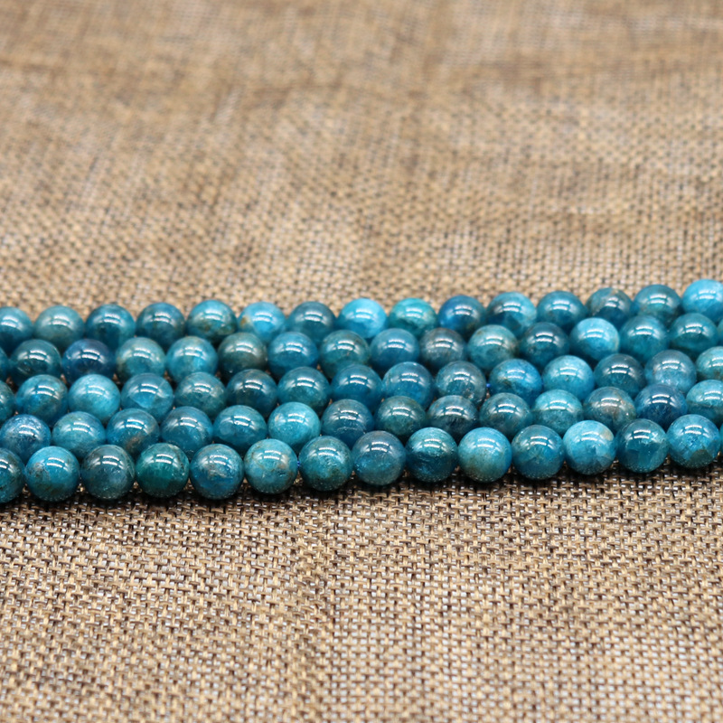 赫隆饰品 天然磷灰石散珠 半成品圆珠 串珠 diy饰品配件 厂家批发