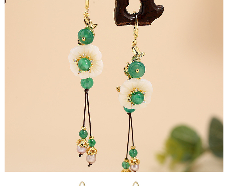 厂家直营diy夸张首饰步摇民族风耳环女 网红古风贝壳流苏长款耳饰