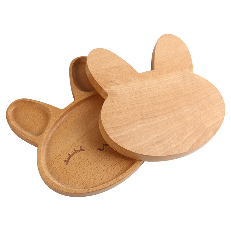 Tray Beech Children's Creative Dinner Plate Wooden Catering Bread Food Tray Wooden Dim Sum Plate Japanese Wood Dish