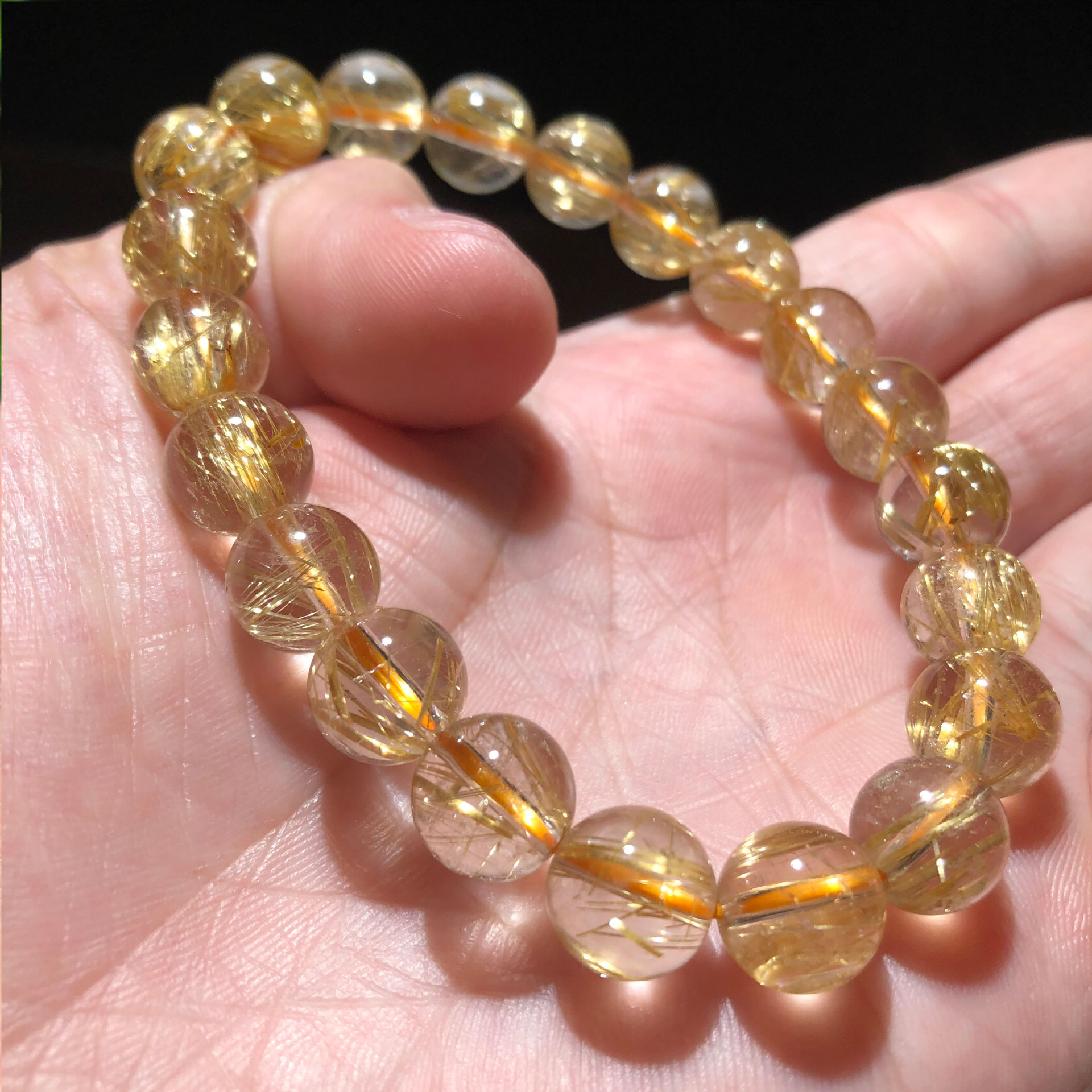 厂家直销天然钛金手串晶体近玻璃体发丝粗顺男女款钛金手链