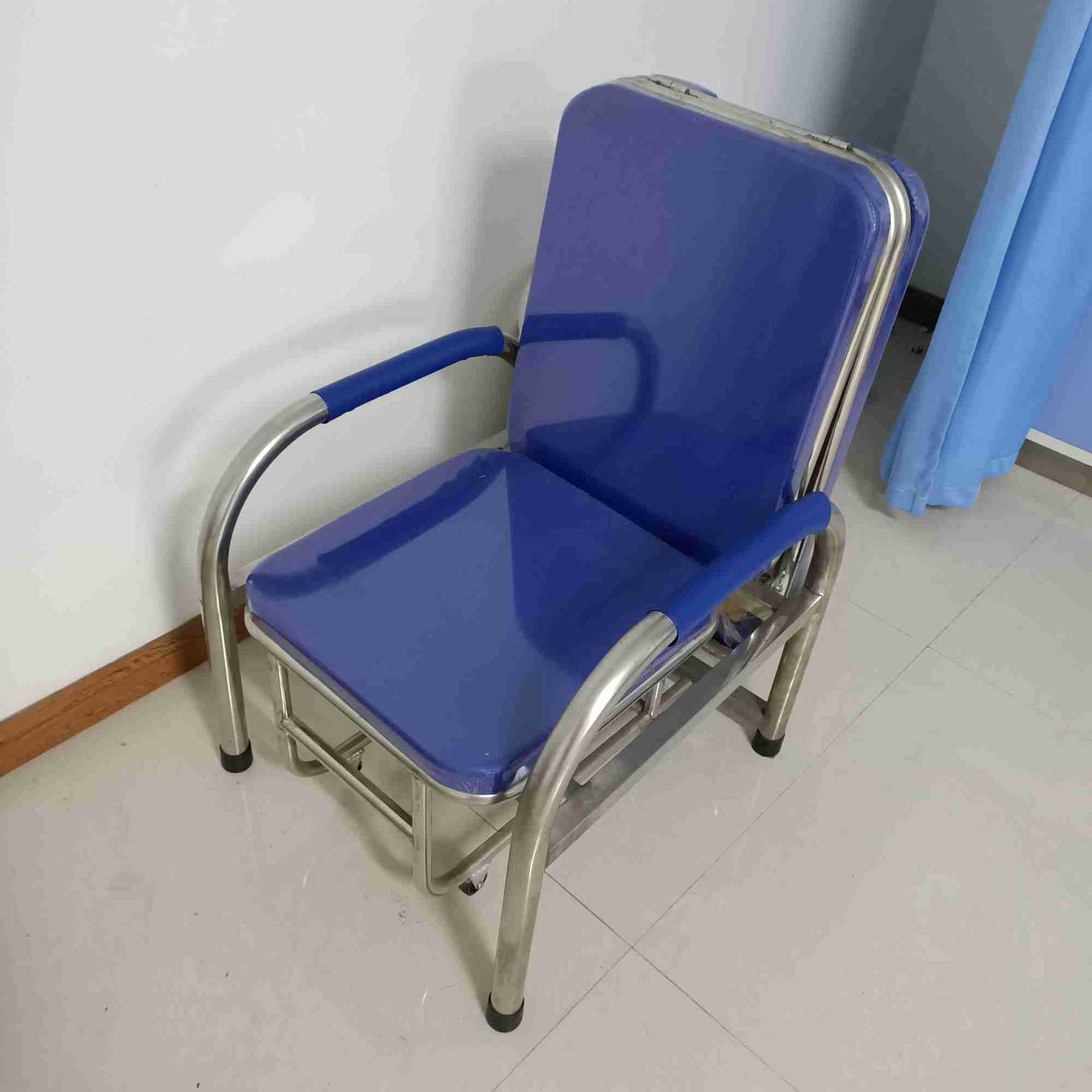 医院钢制陪护椅 办公休息椅 折叠蓝色加厚椅子 医用床